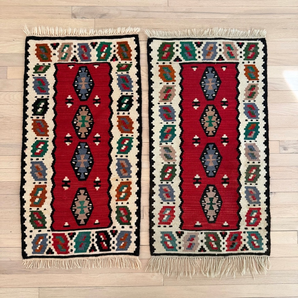 Handwoven Vintage Kilim Accent Rugs - Set of 2